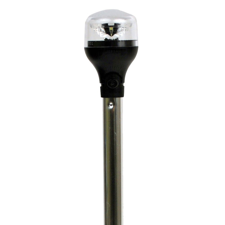 Attwood LightArmor Plug - In All - Around Light - 20" Aluminum Pole - Black Horizontal Composite Base w/Adapter - Get Tight Gear