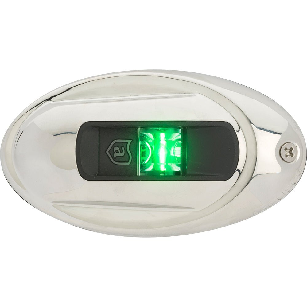 Attwood LightArmor Vertical Surface Mount Navigation Light - Oval - Starboard (green) - Stainless Steel - 2NM - Get Tight Gear