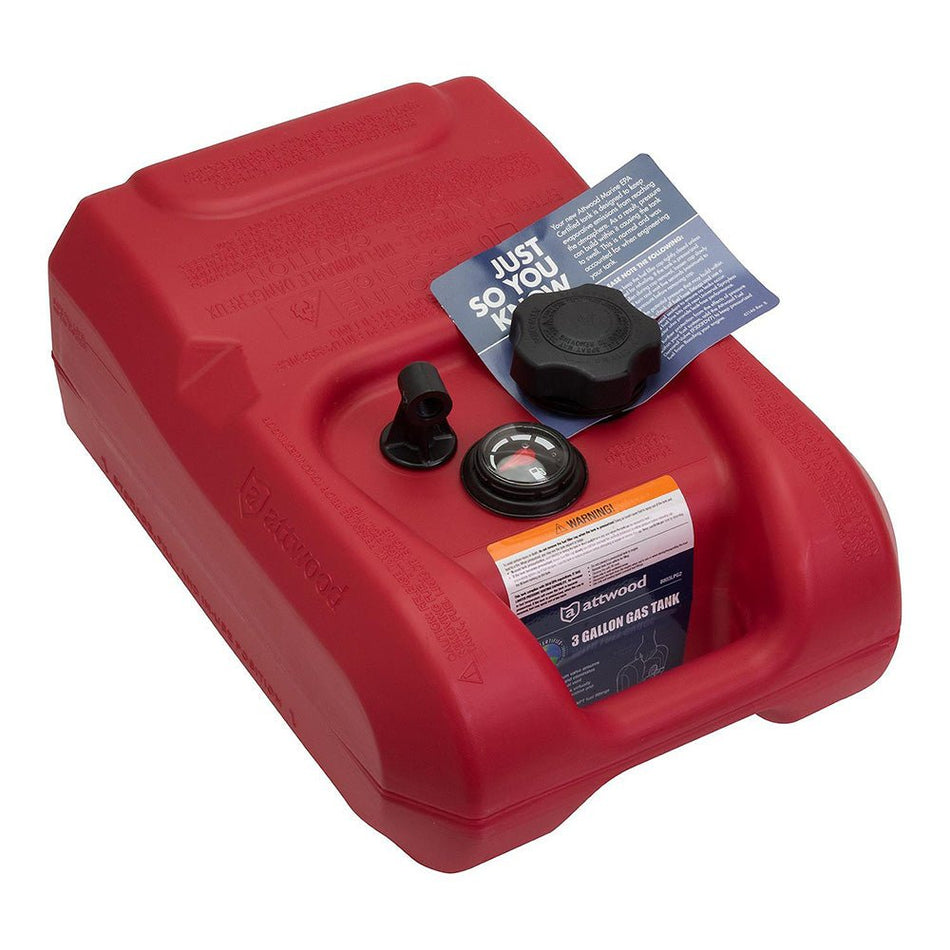 Attwood Portable Fuel Tank - 3 Gallon w/Gauge - Get Tight Gear