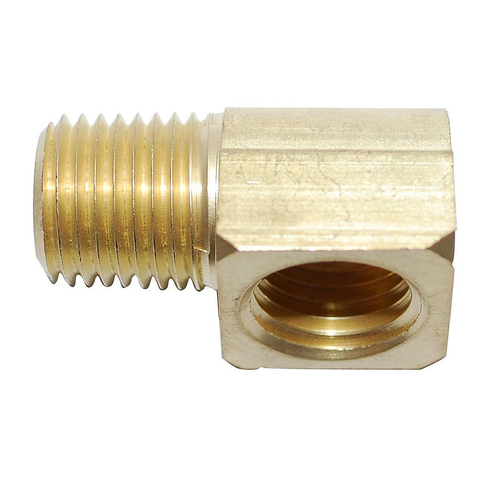 Attwood Universal 90 Degree Elbow - 1/4" NPT x 1/4" NPTF - Brass - Get Tight Gear