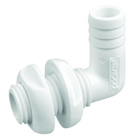 Attwood White Plastic 90 Degree Thru - Hull Connector - 3/4" Inner Diameter - Get Tight Gear