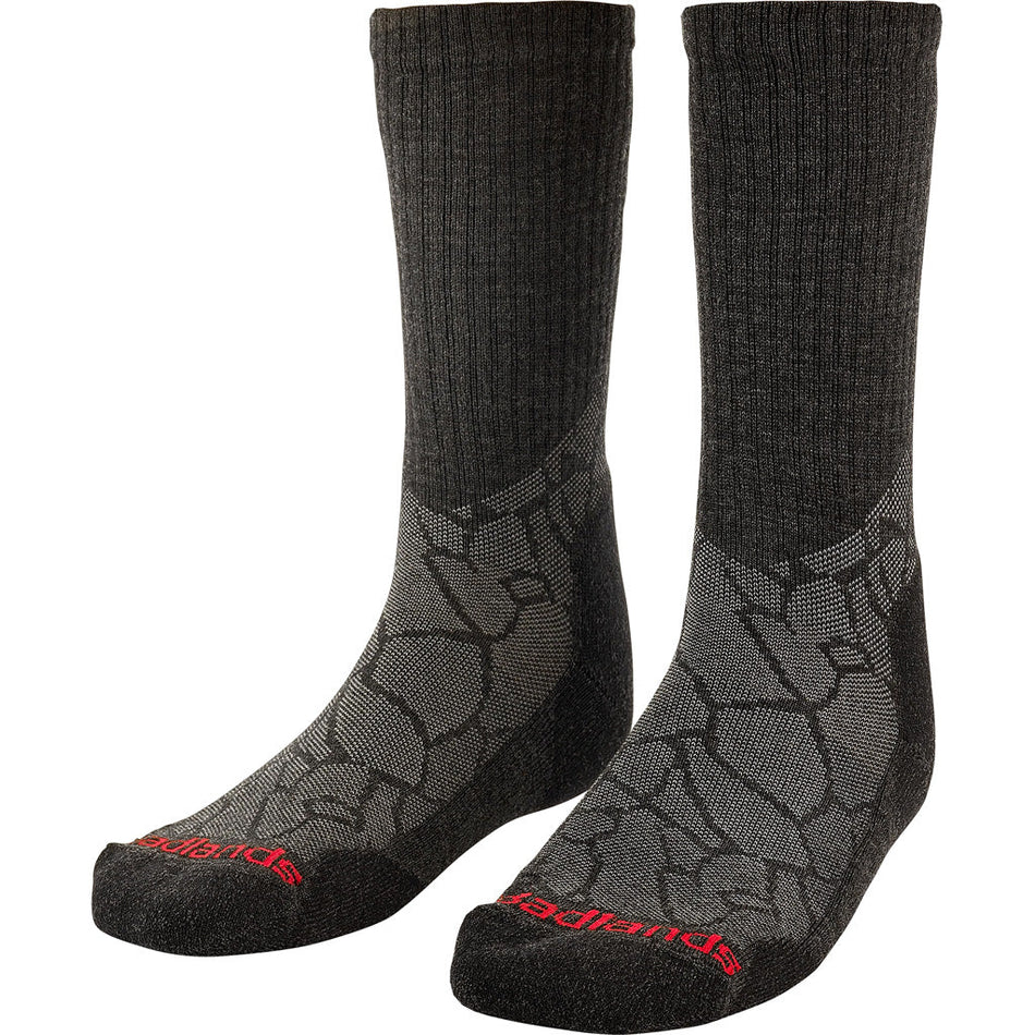 Badlands Lw Merino Crew Sock Blk/Gry Medium - Get Tight Gear