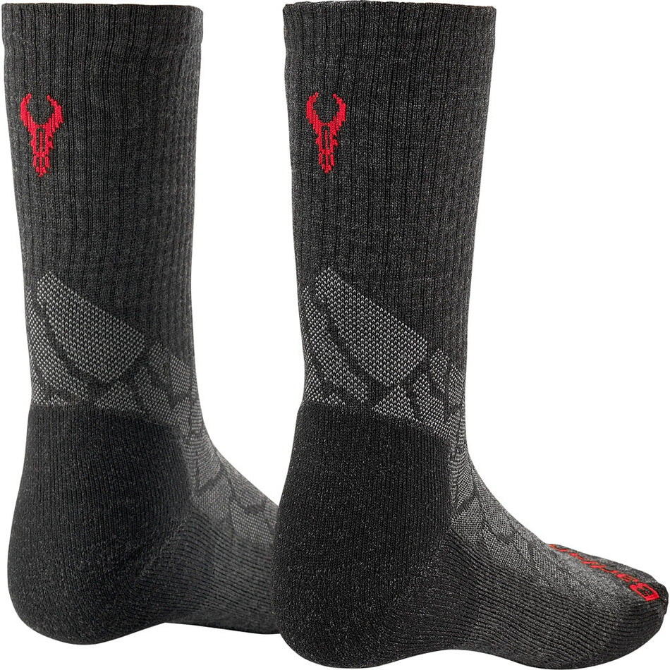 Badlands Lw Merino Crew Sock Blk/Gry XL - Get Tight Gear