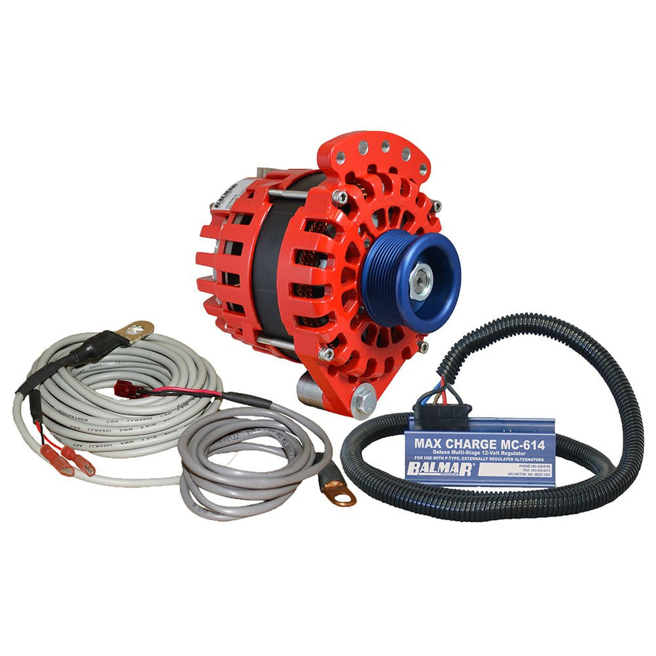Balmar Alternator 1 - 2" Single Foot J10 Serpentine Pulley Regulator & Temp Sensor - 170A Kit - 12V - Get Tight Gear