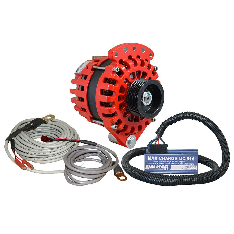 Balmar Alternator 1 - 2" Single Foot K6 Serpentine Pulley Regulator & Temp Sensor - 170A Kit - 12V - Get Tight Gear