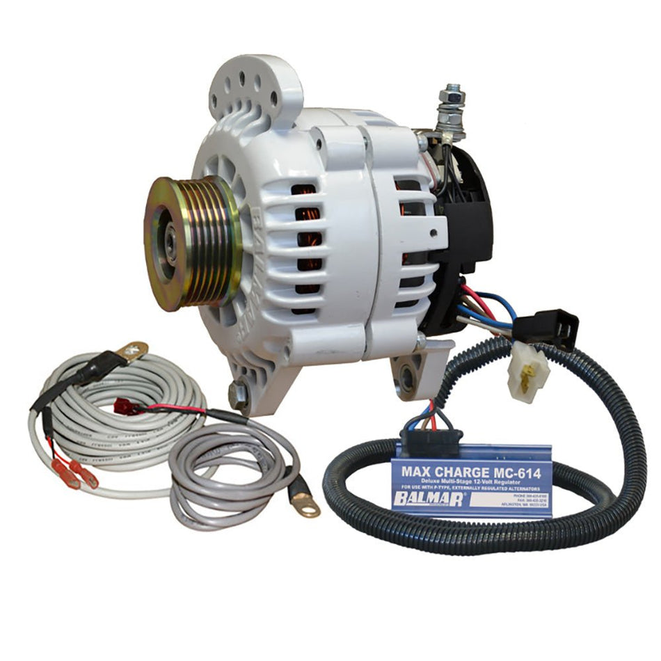 Balmar Alternator 100 AMP Kit 12V 3.15" Dual Foot Saddle K6 Pulley Regulator & Temp Sensor - Get Tight Gear