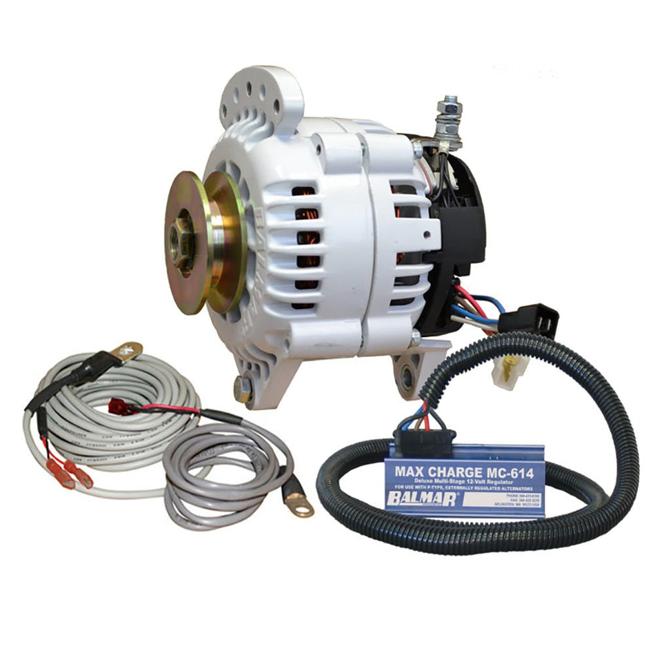 Balmar Alternator 100 AMP Kit 12V 3.15" Dual Foot Saddle Single Vee Pulley Regulator & Temp Sensor - Get Tight Gear