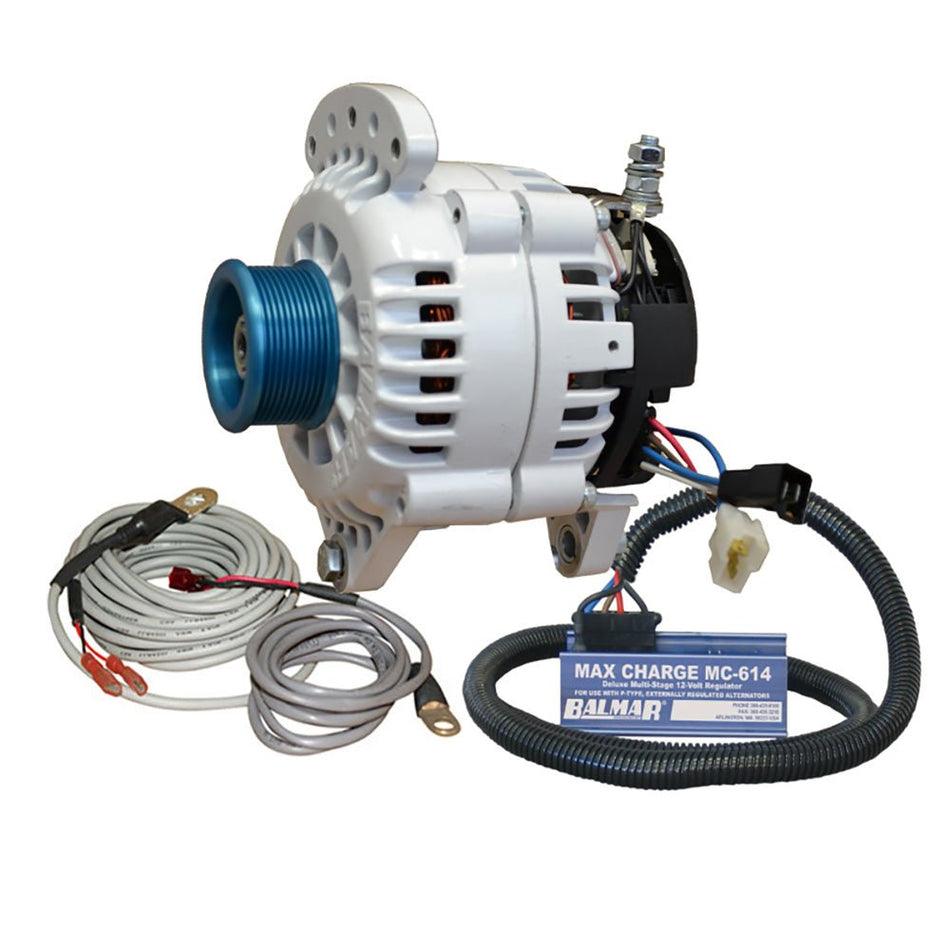 Balmar Alternator 120 AMP Kit 120V 3.15" Dual Foot Saddle J10 Pulley Regulator & Temp Sensor - Get Tight Gear