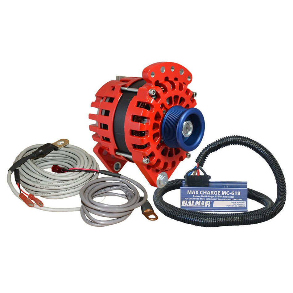 Balmar Alternator 170 AMP Kit 12V 3.15" Dual Foot Saddle J10 Pulley Regulator & Temp Sensor - Get Tight Gear