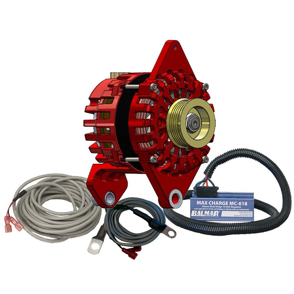 Balmar Alternator 170 AMP Kit 12V 4" Dual Foot Saddle K6 Pulley Regulator & Temp Sensor - Get Tight Gear