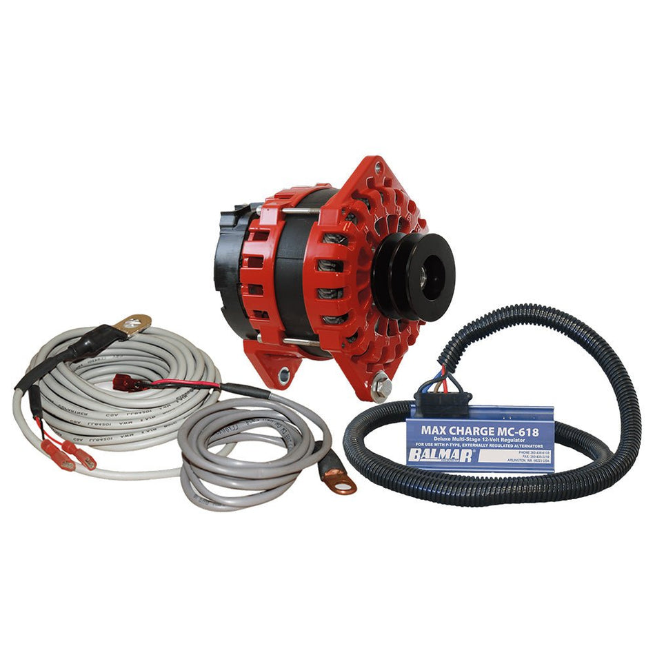 Balmar Alternator 250 AMP Kit 12V 3.15" Dual Foot Saddle Dual Vee Pulley Regulator & Temp Sensor - Get Tight Gear