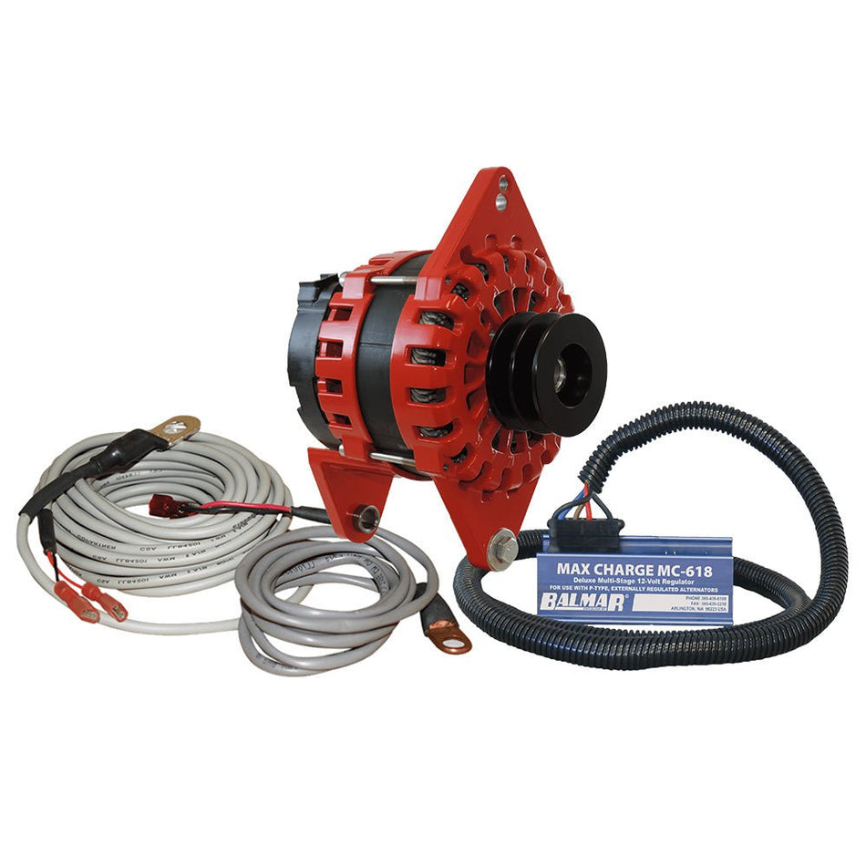 Balmar Alternator 250 AMP Kit 12V 4" Dual Foot Saddle Dual Vee Pulley Regulator & Temp Sensor - Get Tight Gear