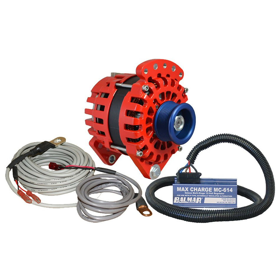 Balmar Alternator 3.15" Dual Foot Saddle J10 Serpentine Pulley Regulator & Temp Sensor - 170A Kit - 12V - Get Tight Gear