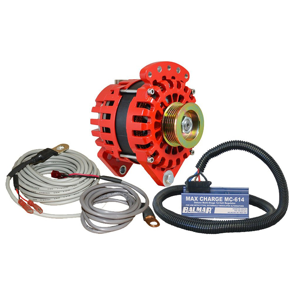 Balmar Alternator 3.15" Dual Foot Saddle K6 Serpentine Pulley Regulator & Temp Sensor - 170A Kit - 12V - Get Tight Gear