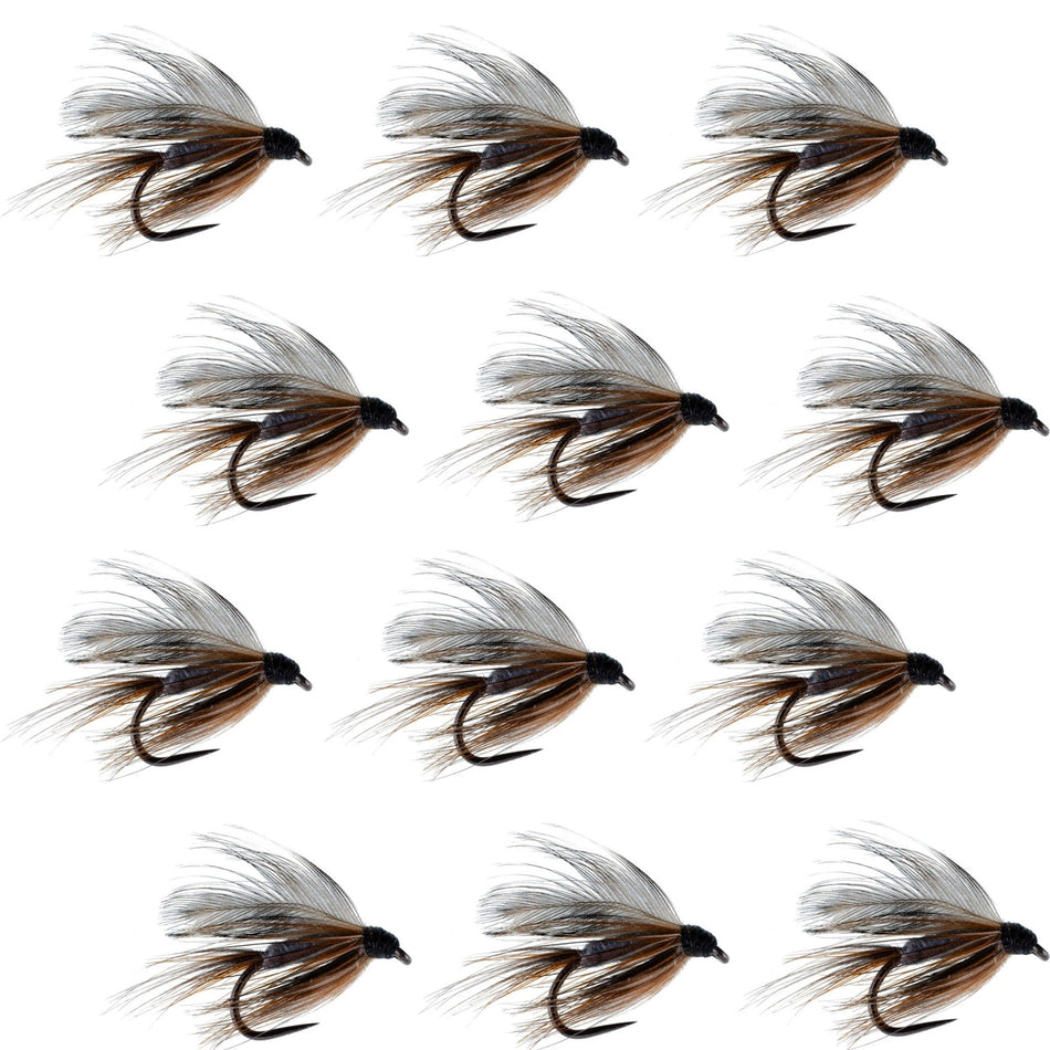 Barbless Adams Classic Wet Fly Fly Fishing Flies - 1 Dozen Flies Hook Size 14 - Get Tight Gear