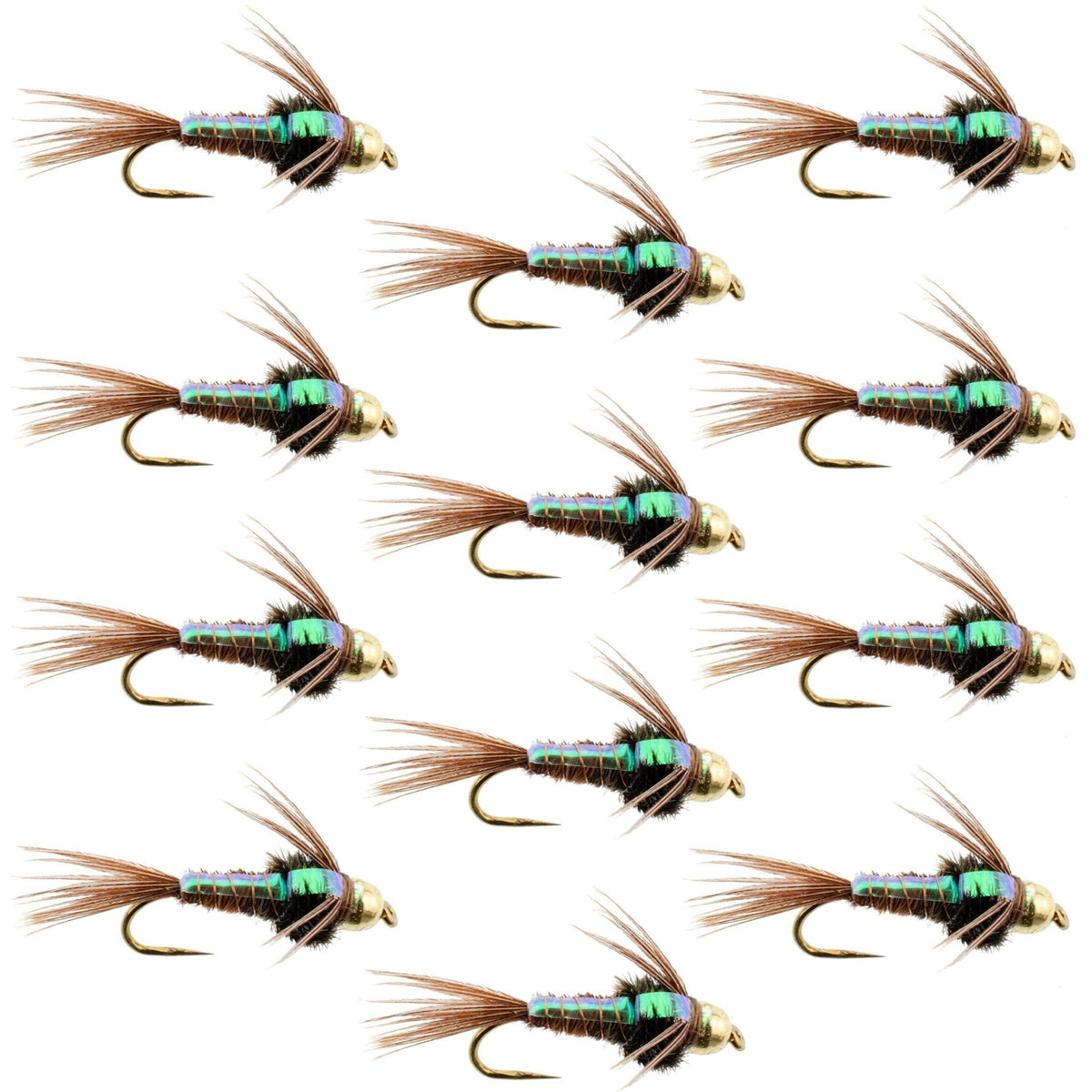 Barbless Bead Head Flashback Pheasant Tail Nymph Fly 1 Dozen Flies Hook Size 18 - Get Tight Gear