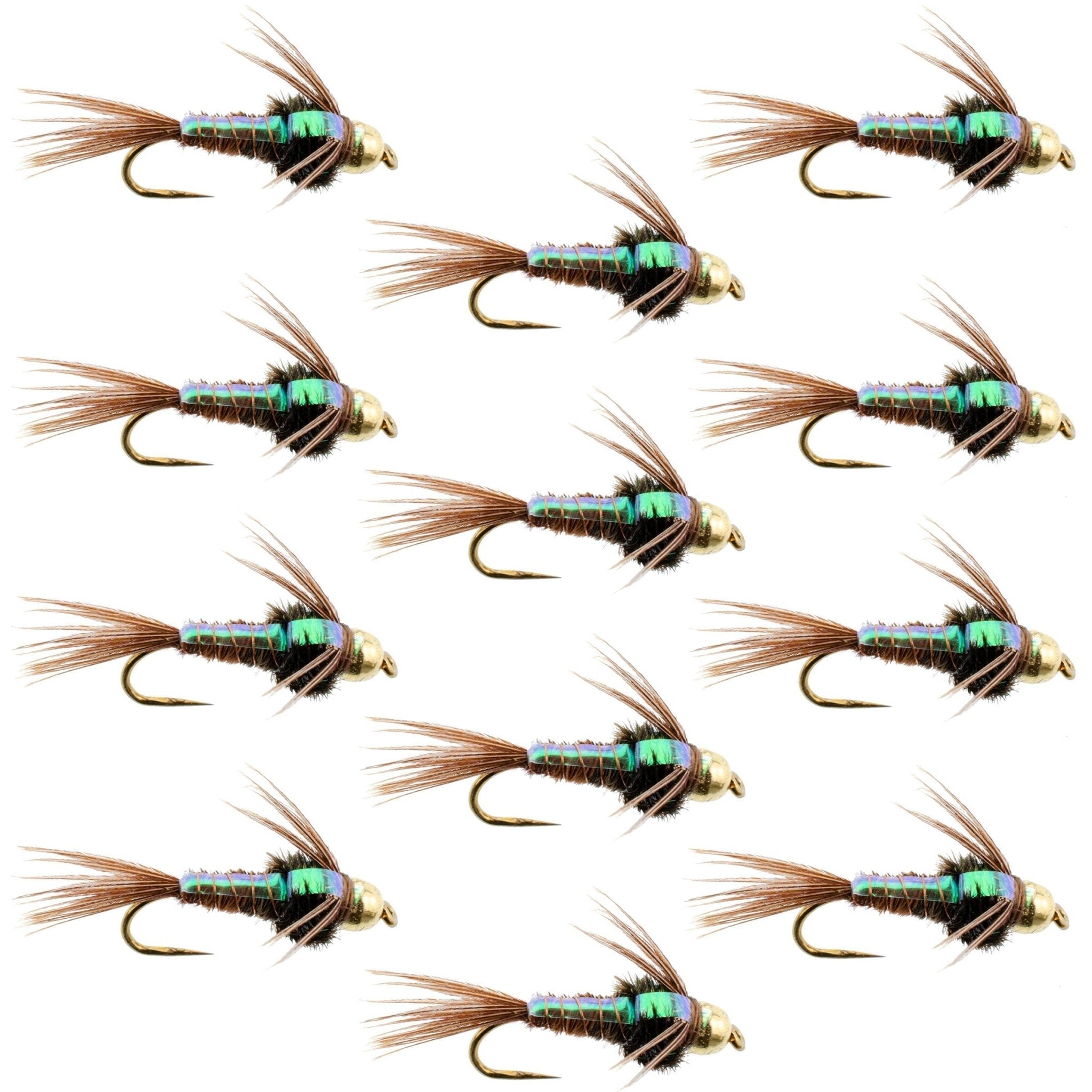 Barbless Bead Head Flashback Pheasant Tail Nymph Fly 1 Dozen Flies Hook Size 18 - Get Tight Gear