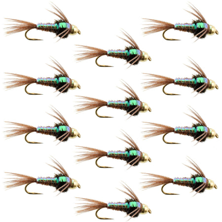 Barbless Bead Head Flashback Pheasant Tail Nymph Fly 1 Dozen Flies Hook Size 18 - Get Tight Gear