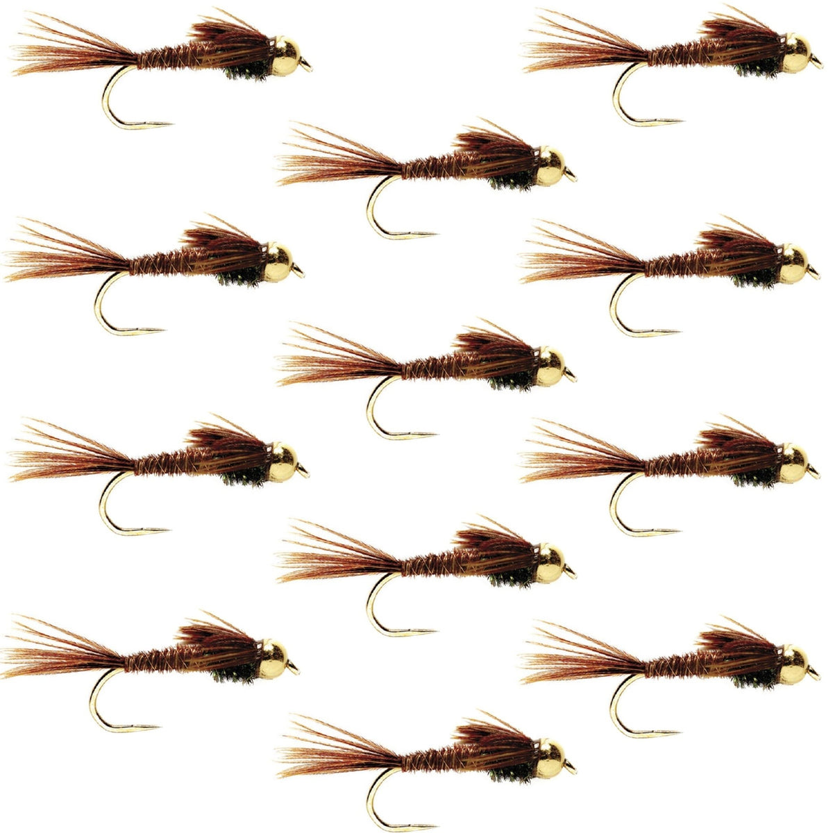 Barbless Bead Head Pheasant Tail Nymph Fly 1 Dozen Flies Hook Size 14 - Get Tight Gear