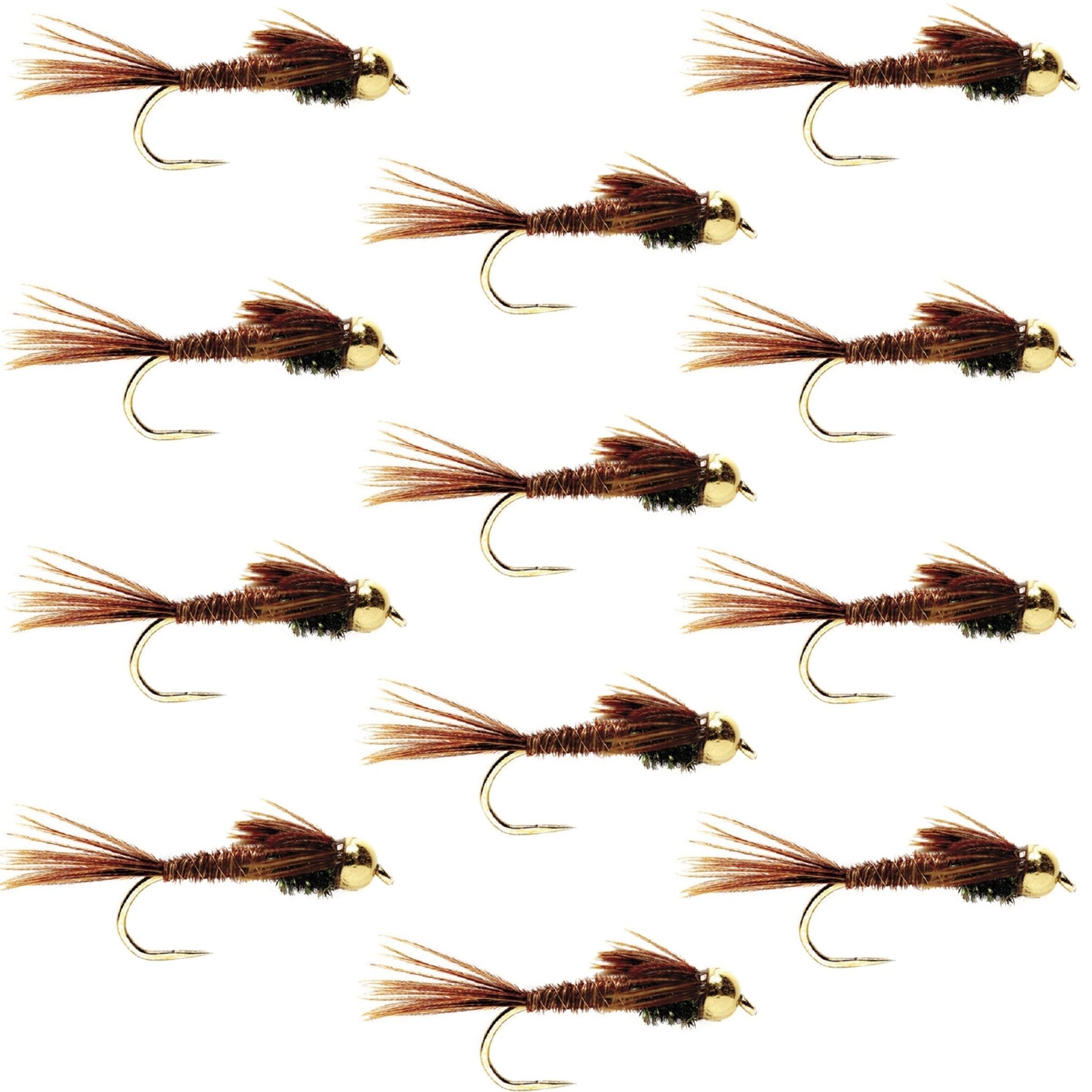 Barbless Bead Head Pheasant Tail Nymph Fly 1 Dozen Flies Hook Size 16 - Get Tight Gear