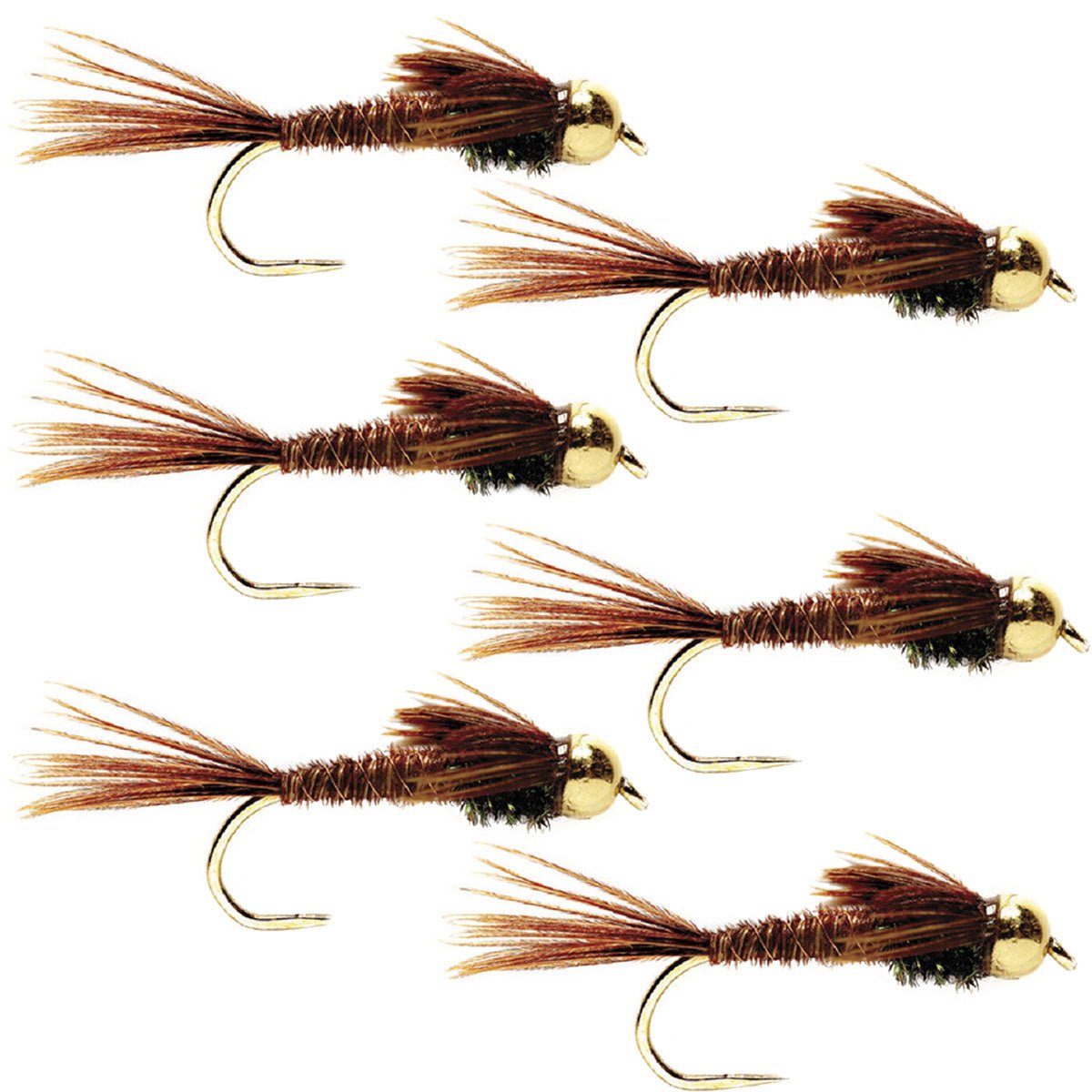 Barbless Bead Head Pheasant Tail Nymph Fly 6 Flies Hook Size 12 - Get Tight Gear