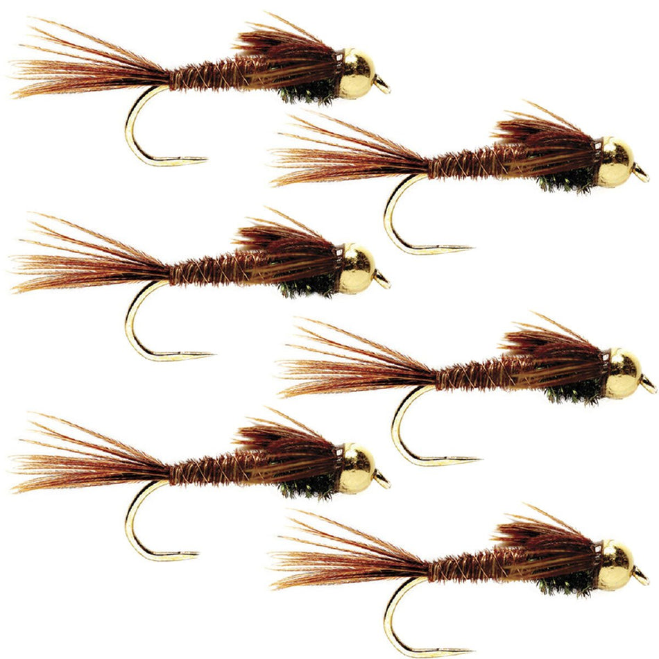 Barbless Bead Head Pheasant Tail Nymph Fly 6 Flies Hook Size 12 - Get Tight Gear