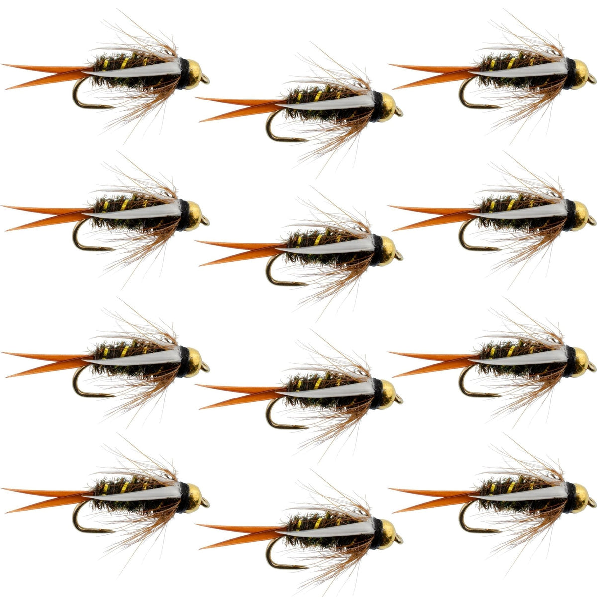 Barbless Bead Head Prince Nymph Fly Fishing Flies - 1 Dozen Flies Hook Size 10 - Get Tight Gear