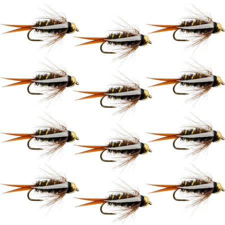 Barbless Bead Head Prince Nymph Fly Fishing Flies - 1 Dozen Flies Hook Size 10 - Get Tight Gear