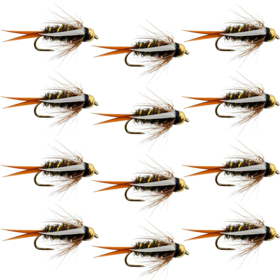 Barbless Bead Head Prince Nymph Fly Fishing Flies - 1 Dozen Flies Hook Size 10 - Get Tight Gear