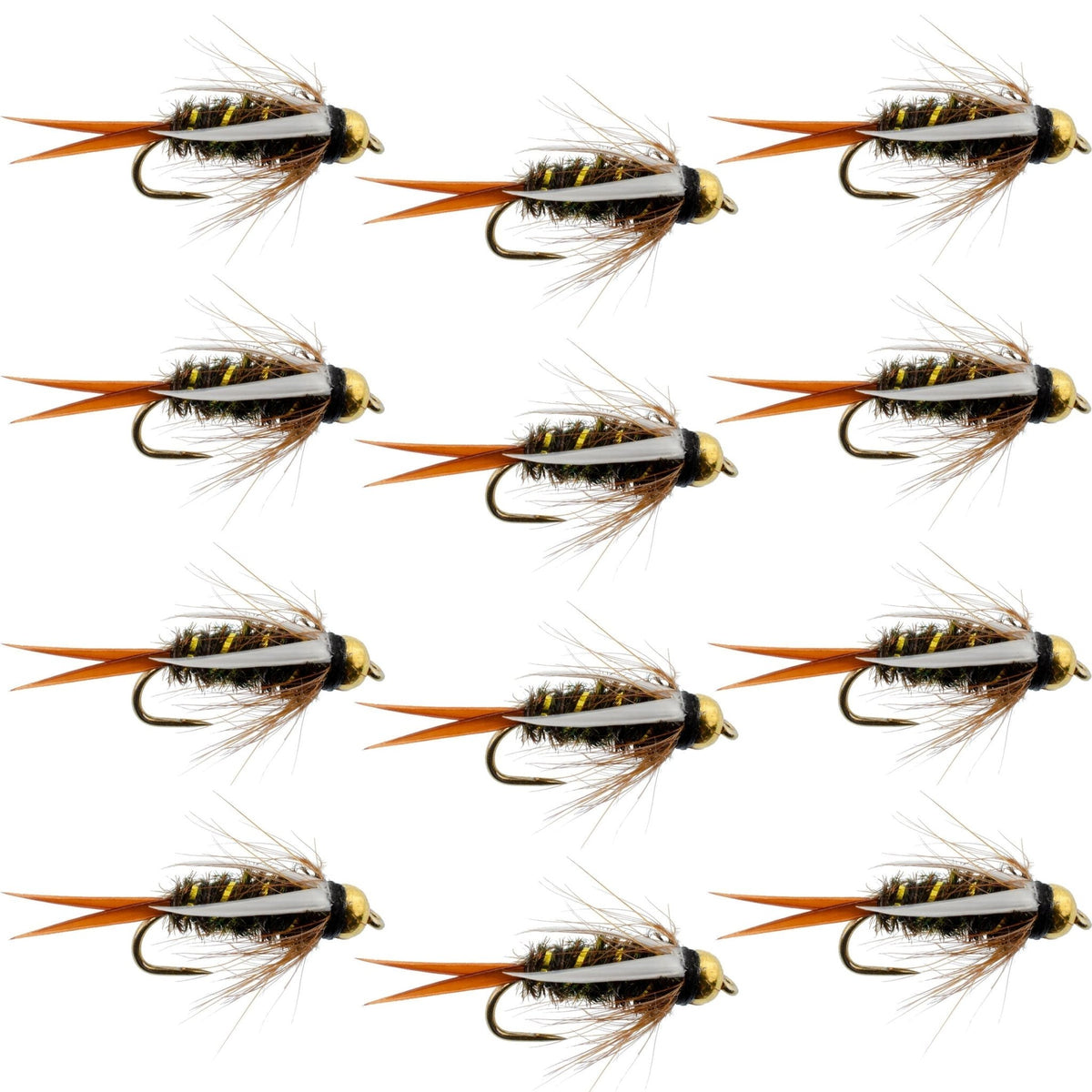 Barbless Bead Head Prince Nymph Fly Fishing Flies - 1 Dozen Flies Hook Size 12 - Get Tight Gear