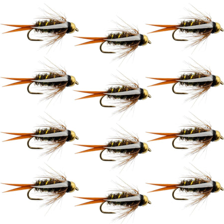 Barbless Bead Head Prince Nymph Fly Fishing Flies - 1 Dozen Flies Hook Size 12 - Get Tight Gear