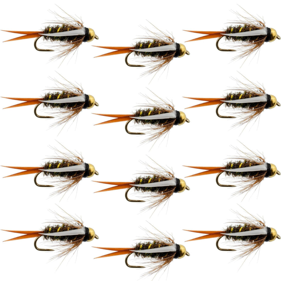 Barbless Bead Head Prince Nymph Fly Fishing Flies - 1 Dozen Flies Hook Size 12 - Get Tight Gear