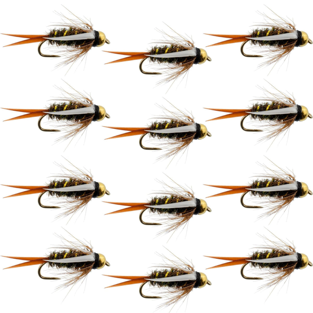 Barbless Bead Head Prince Nymph Fly Fishing Flies - 1 Dozen Flies Hook Size 14 - Get Tight Gear