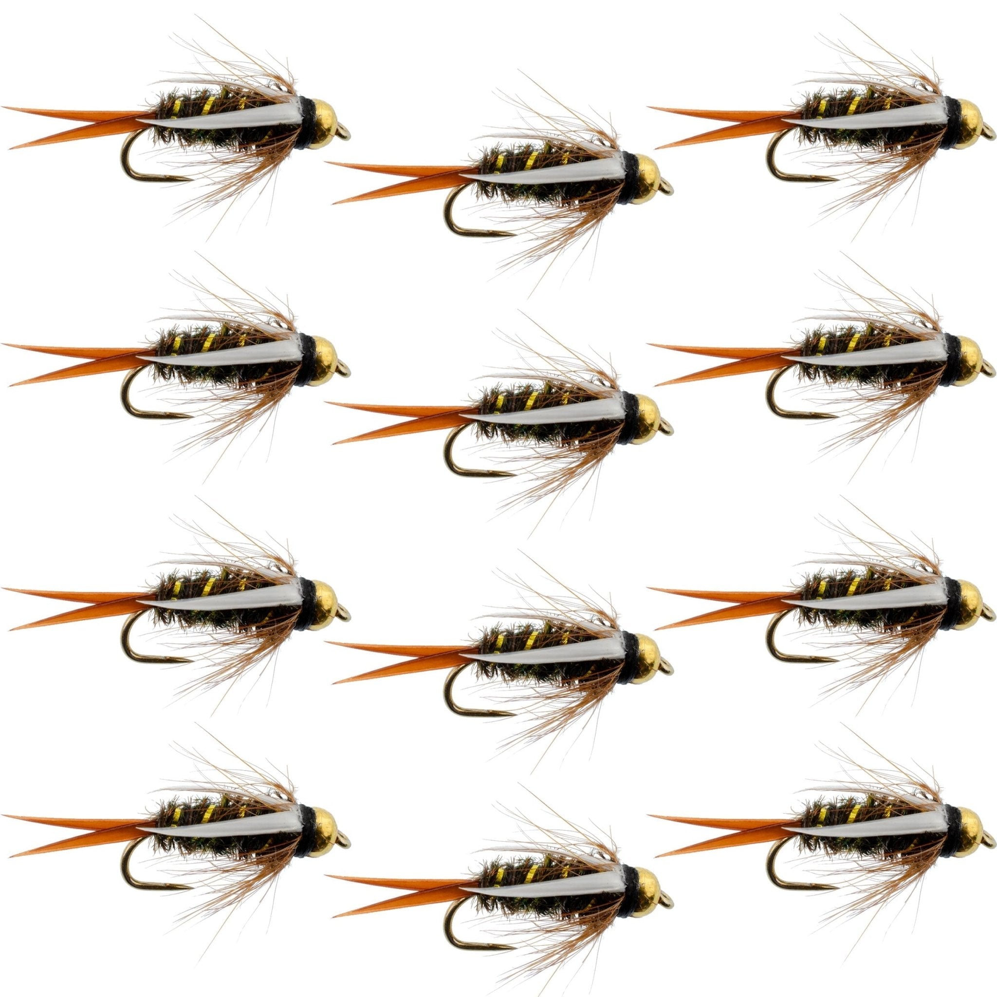 Barbless Bead Head Prince Nymph Fly Fishing Flies - 1 Dozen Flies Hook Size 14 - Get Tight Gear