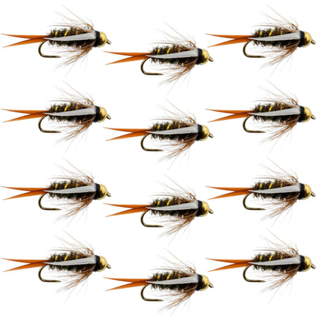Barbless Bead Head Prince Nymph Fly Fishing Flies - 1 Dozen Flies Hook Size 14 - Get Tight Gear