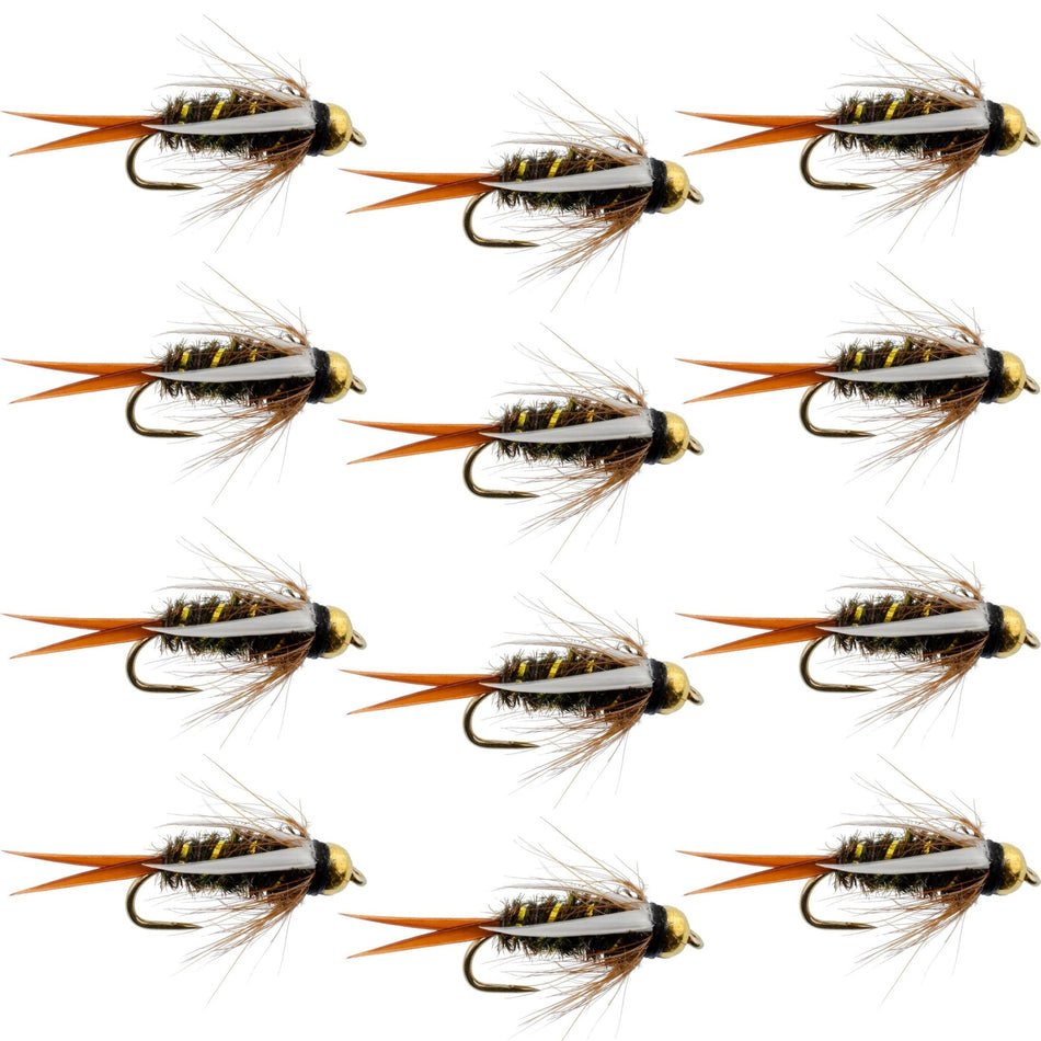 Barbless Bead Head Prince Nymph Fly Fishing Flies - 1 Dozen Flies Hook Size 16 - Get Tight Gear
