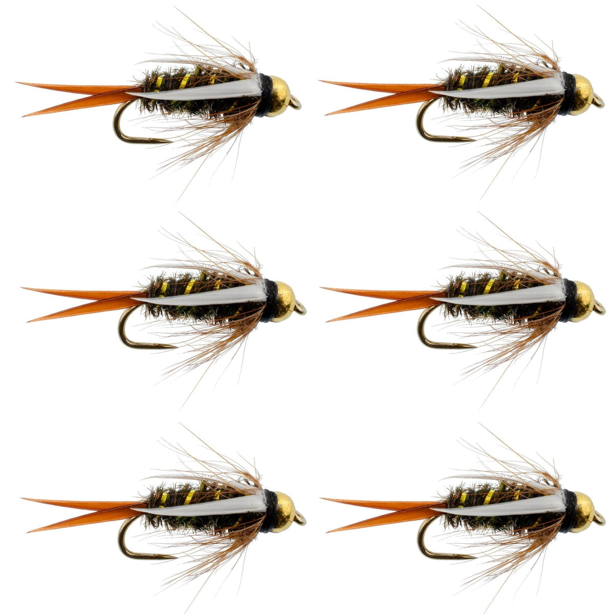 Barbless Bead Head Prince Nymph Fly Fishing Flies - Set of 6 Flies Hook Size 14 - Get Tight Gear