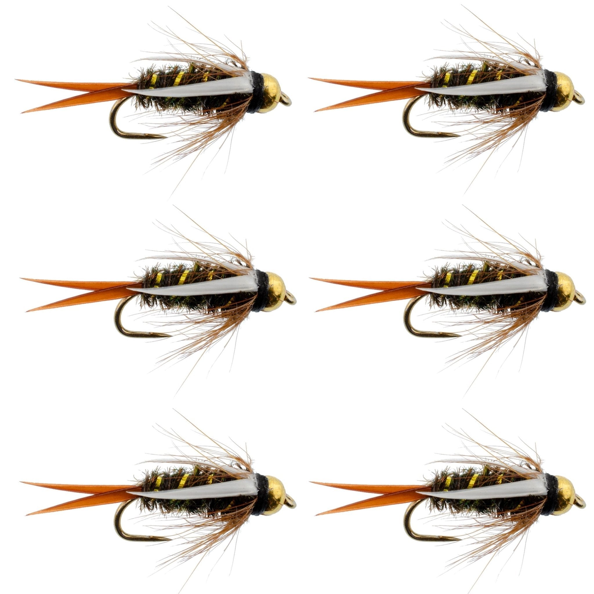 Barbless Bead Head Prince Nymph Fly Fishing Flies - Set of 6 Flies Hook Size 14 - Get Tight Gear