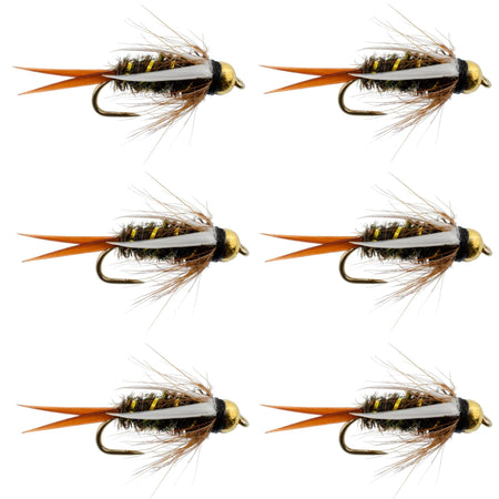 Barbless Bead Head Prince Nymph Fly Fishing Flies - Set of 6 Flies Hook Size 14 - Get Tight Gear
