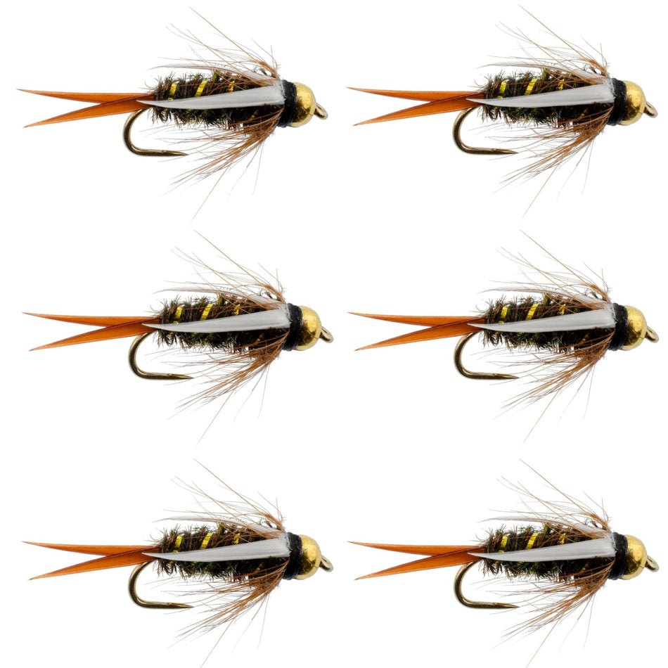 Barbless Bead Head Prince Nymph Fly Fishing Flies - Set of 6 Flies Hook Size 14 - Get Tight Gear