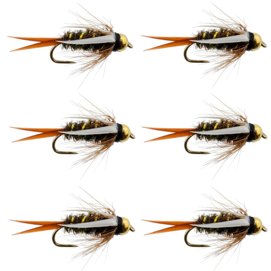 Barbless Bead Head Prince Nymph Fly Fishing Flies - Set of 6 Flies Hook Size 16 - Get Tight Gear