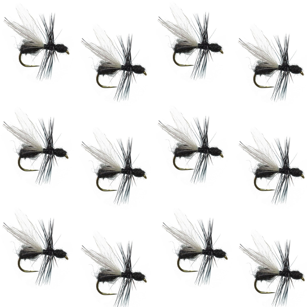 Barbless Black Fur Flying Ant Terrestrial Trout Dry Fly Fishing Flies - 1 Dozen Flies Hook Size 14 - Get Tight Gear