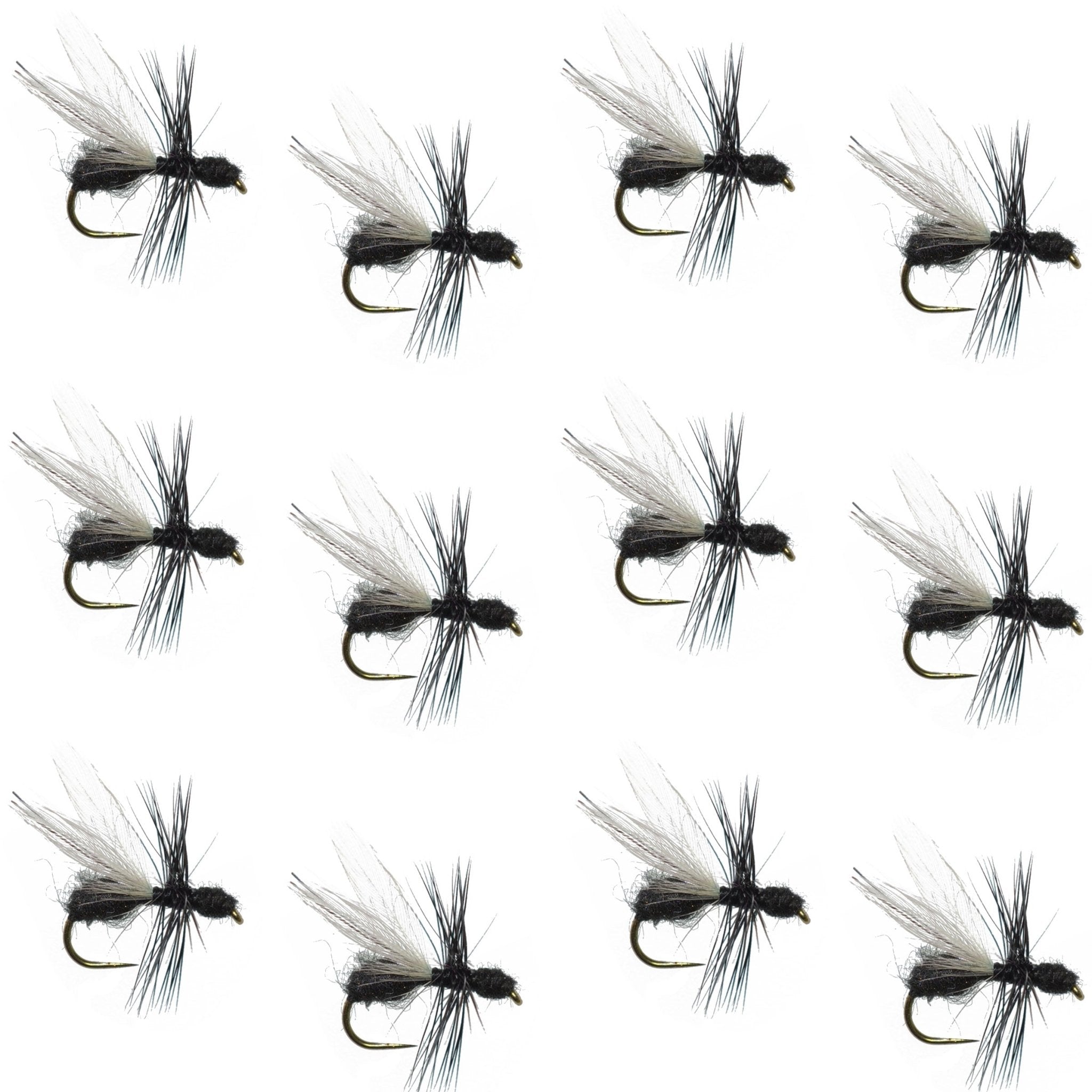 Barbless Black Fur Flying Ant Terrestrial Trout Dry Fly Fishing Flies - 1 Dozen Flies Hook Size 14 - Get Tight Gear