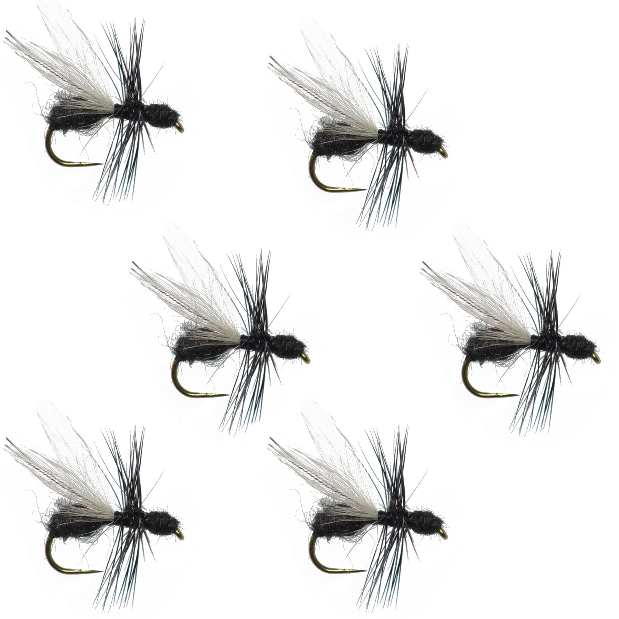 Barbless Black Fur Flying Ant Terrestrial Trout Dry Fly Fishing Flies - 6 Flies Hook Size 14 - Get Tight Gear