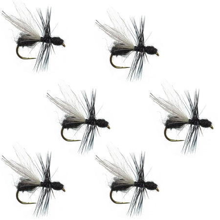 Barbless Black Fur Flying Ant Terrestrial Trout Dry Fly Fishing Flies - 6 Flies Hook Size 14 - Get Tight Gear