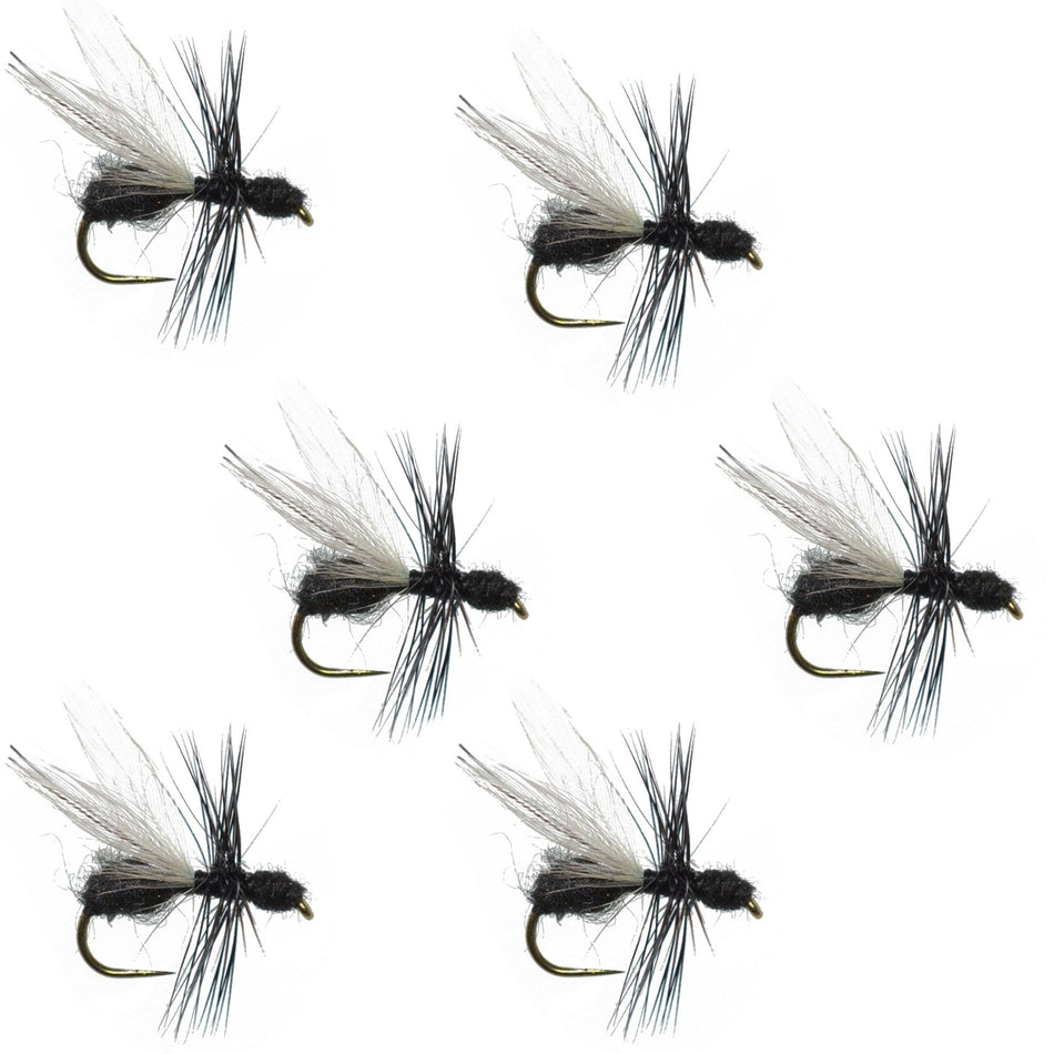Barbless Black Fur Flying Ant Terrestrial Trout Dry Fly Fishing Flies - 6 Flies Hook Size 14 - Get Tight Gear