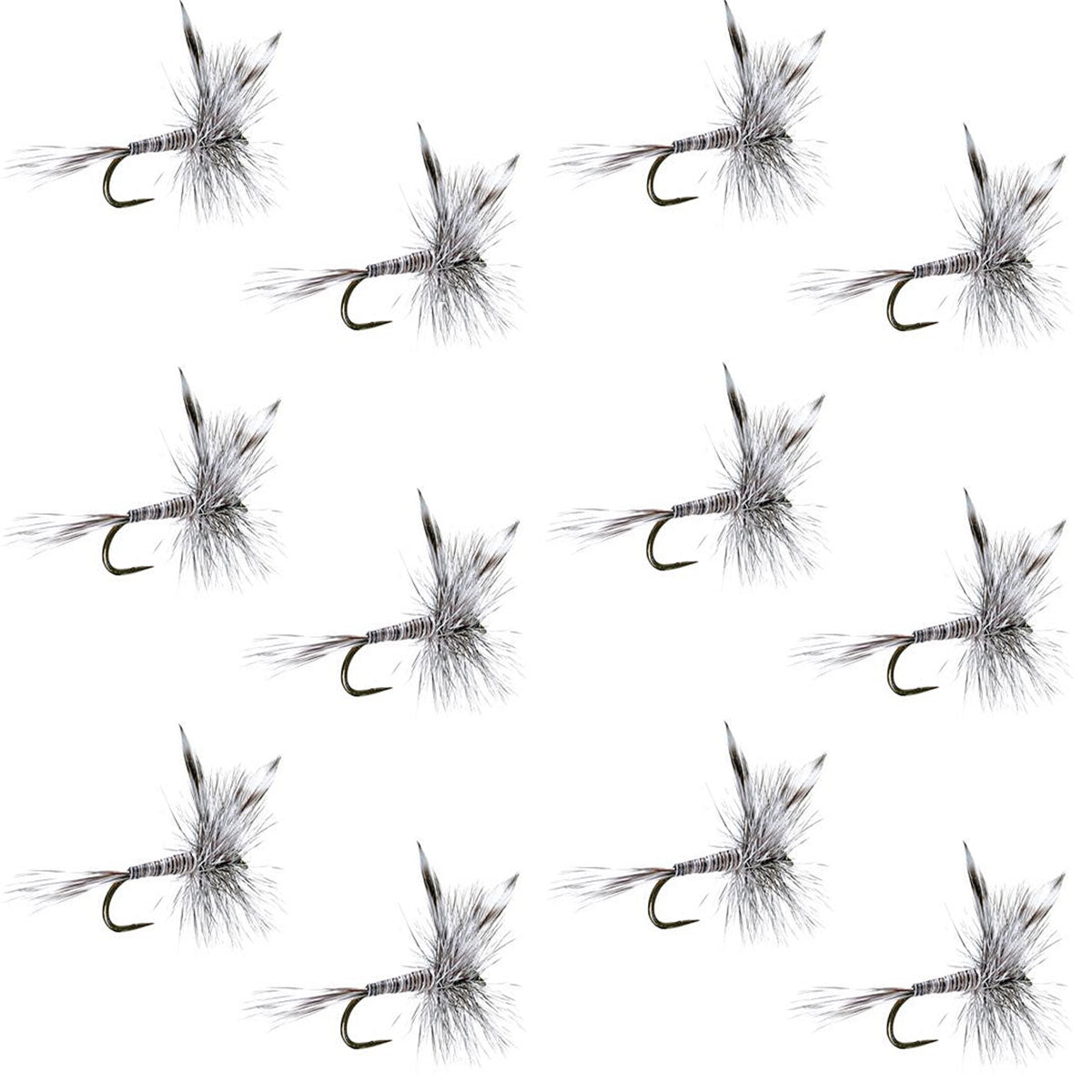 Barbless Mosquito Classic Trout Dry Fly Fishing 1 Dozen Flies - Hook Size 16 - Get Tight Gear