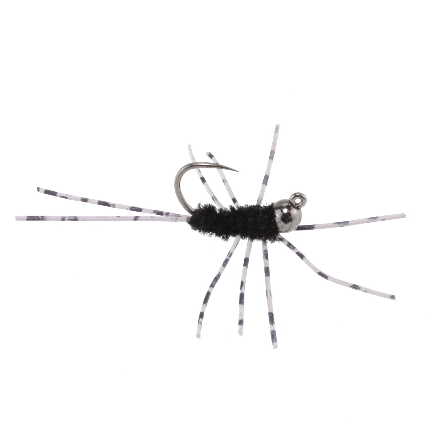 Barbless Pat's Barred Rubber Legs Tungsten Bead Jigged Black Euro Nymph - Set of 6 Flies Hook Size 6 - Get Tight Gear