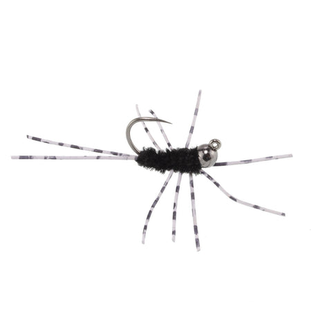 Barbless Pat's Barred Rubber Legs Tungsten Bead Jigged Black Euro Nymph - Set of 6 Flies Hook Size 6 - Get Tight Gear