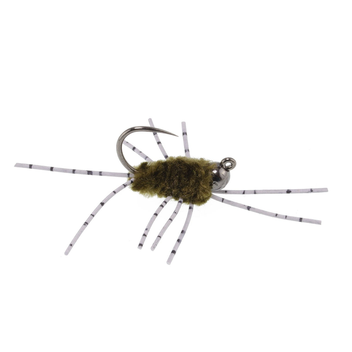 Barbless Pat's Barred Rubber Legs Tungsten Bead Jigged Dark Olive Euro Nymph - Set of 6 Flies Hook Size 6 - Get Tight Gear